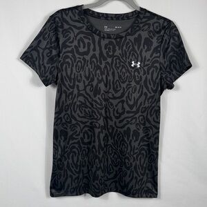 Under Armour Tech Loose Short Sleeve Tee Black & Gray Abstract Print Size M